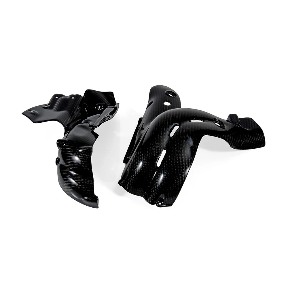 Motorcycle 100% Full Carbon Fiber Exhaust Cover Heat Shield Fairing for Panigale V4 Glassy Black